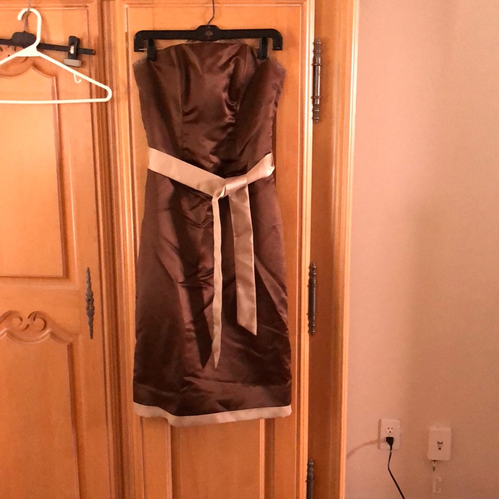 Brown & Beige strapless dress
